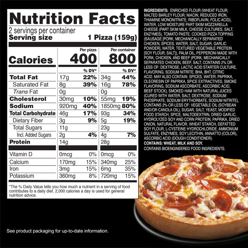 Red Baron Meat Trio Deep Dish Singles Frozen Personal Pizza, 11.2 oz 2 Pack — photo 2