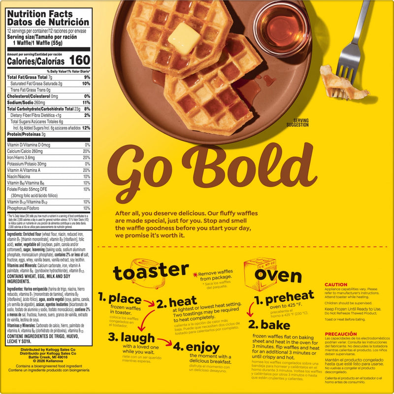 Eggo Thick and Fluffy Original Waffles, Breakfast Food, 23.2 oz, 12 Count (Frozen) — photo 2