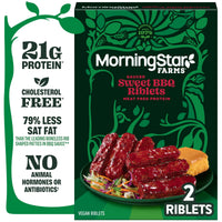 MorningStar Farms Sweet BBQ Plant Based Sauced Riblets, Vegan Meat, 10 oz, 2 Count Box — photo 2
