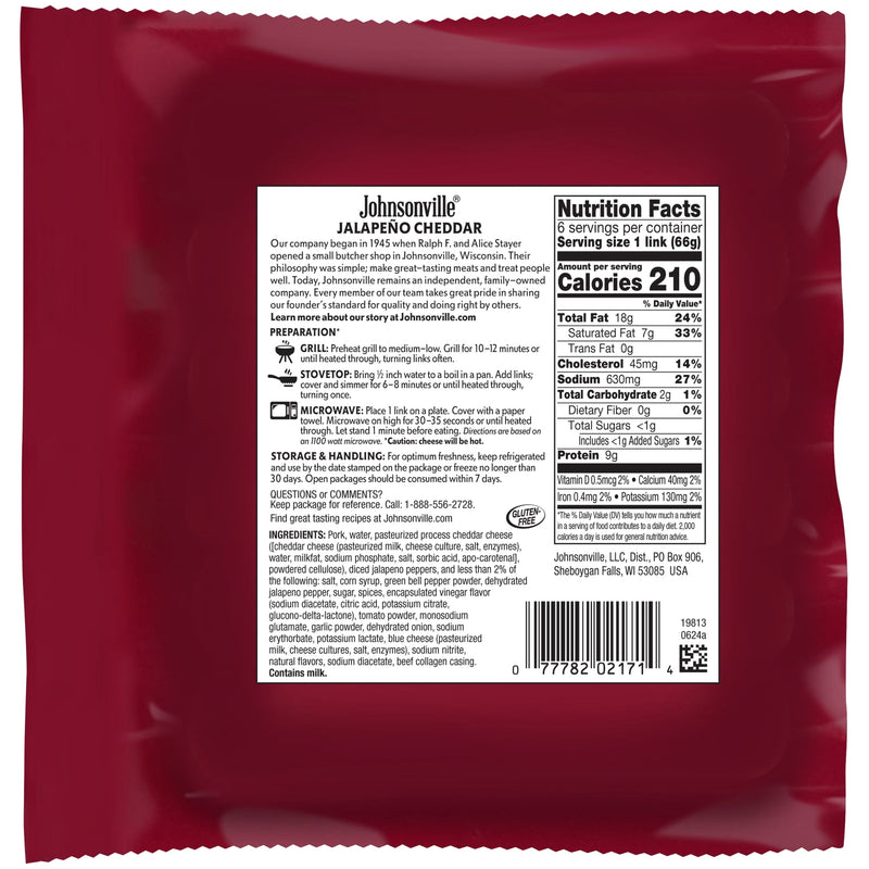 Johnsonville Jalapeno & Cheddar Smoked Sausage, 6 Links, 14 oz — photo 2