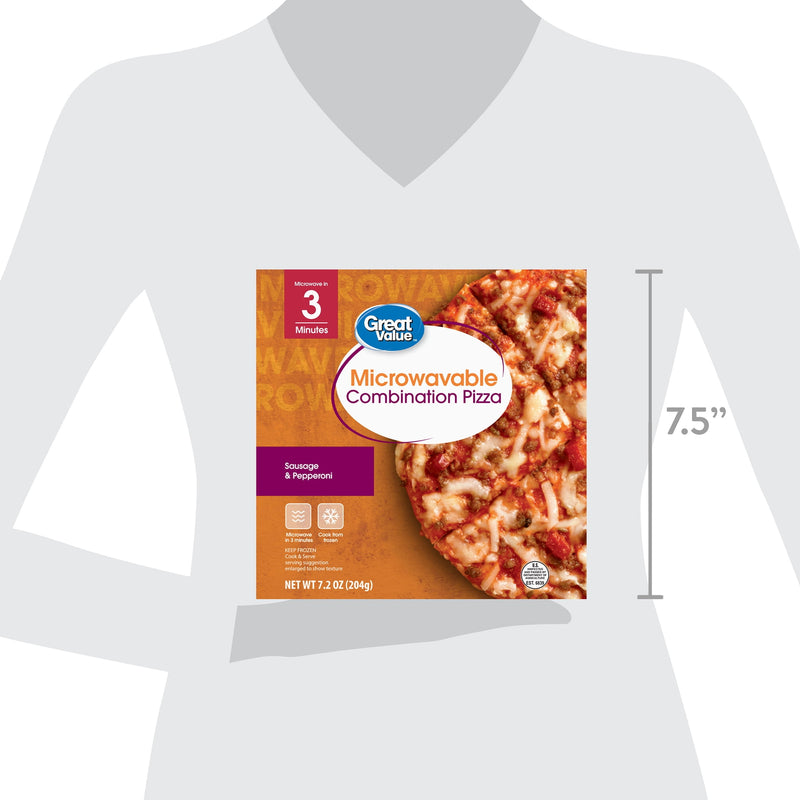 Great Value Microwavable Sausage & Pepperoni Combination Pizza, 7.2 oz (Frozen) — photo 2
