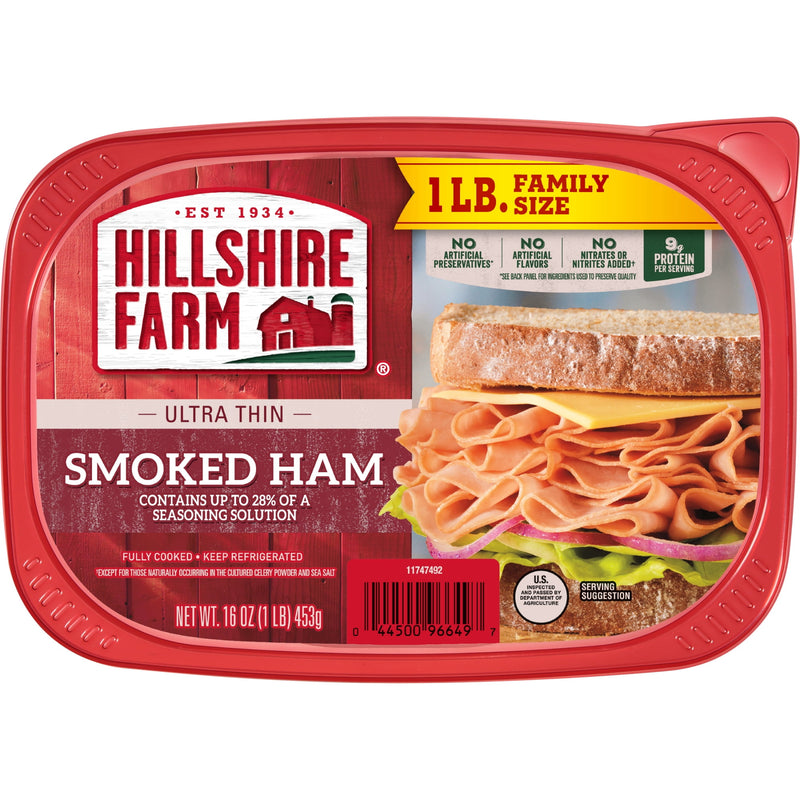 Hillshire Farm Ultra Thin Sliced Smoked Ham Lunchmeat, 16 oz Family Size Plastic Tub, Refrigerated — photo 3