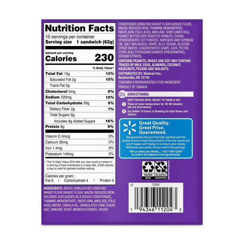 Great Value Peanut Butter & Grape Jelly Sandwiches, 10 Count, 2.2 oz — photo 4