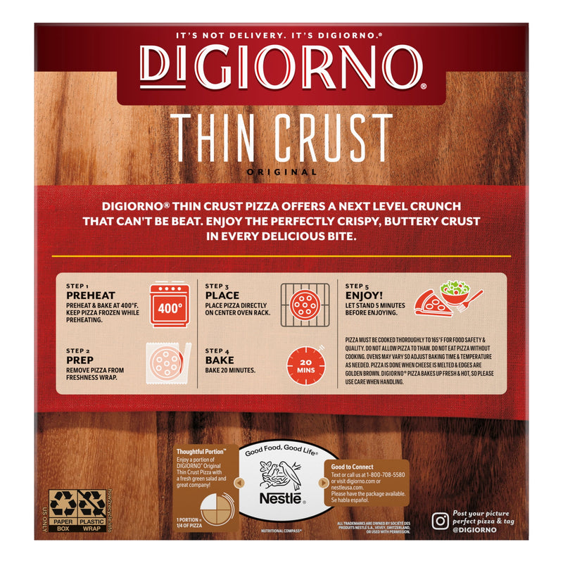 DiGiorno Frozen Pizza Thin Crust Cheese Veggie and Meat Supreme Pizza, 19.1 oz — photo 3