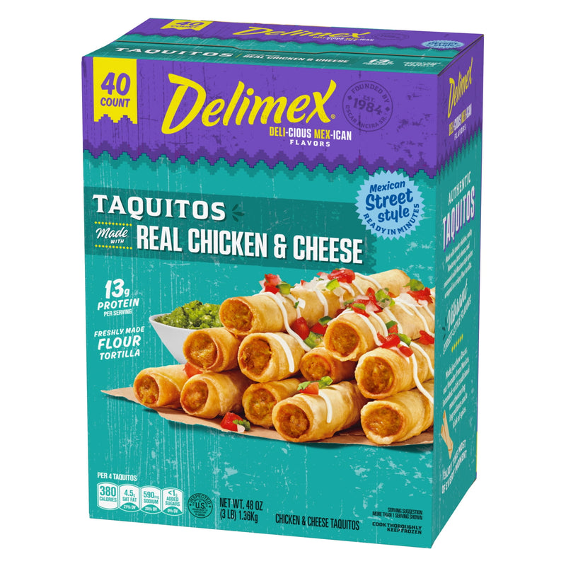 Delimex Chicken and Cheese Taquitos Frozen Snacks, for Easy Snacking and Convenient Meal Solutions, Flour Tortillas, 13g Protein per Serving, 48 oz (1.36kg) — photo 3