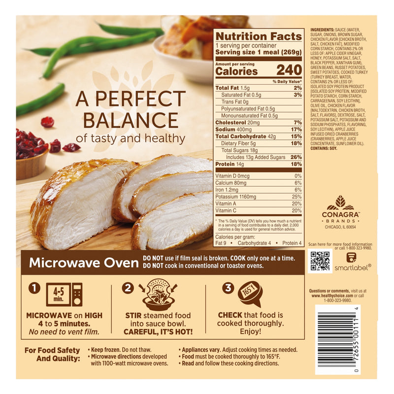 Healthy Choice Cafe Steamers Honey Glazed Turkey & Potatoes, Frozen Meal, 9.5 oz. Bowl — photo 3