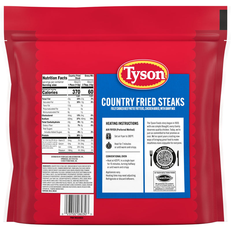 Tyson Country Fried Steaks with Gravy Mix, 22.75 oz (Frozen, Fully Cooked) — photo 3