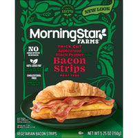 MorningStar Farms Applewood Black Pepper Meat Free Thick Cut Bacon Strips, Vegetarian, 5.25 oz Box — photo 4