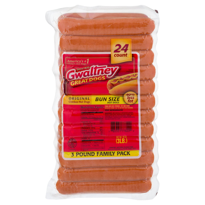 Gwaltney Original Fresh Chicken Hot Dogs Bun Size 3 lb — photo 3