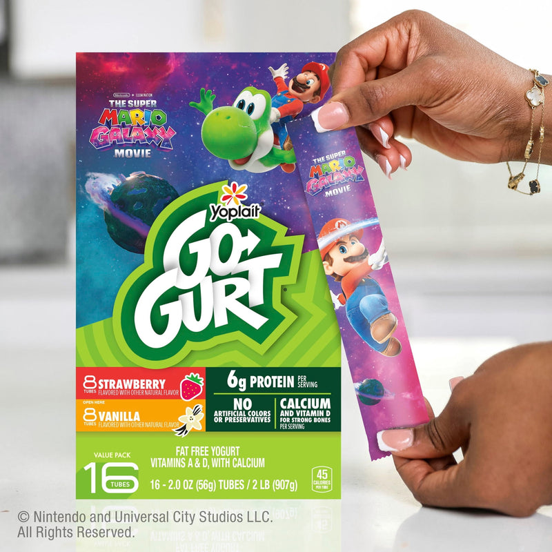 Go-GURT The Super Mario Galaxy Movie, Strawberry and Vanilla, 6g Protein, 16 Count, 32 oz — photo 3