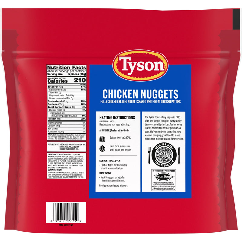 Tyson Frozen White Meat Chicken Nuggets, Family Pack, 64 oz, 11g Protein per Serving (Fully Cooked) — photo 3