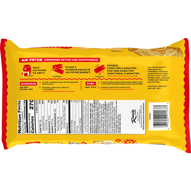 El Monterey Beef, Bean & Cheese Flavor Chimichangas, 30.4 oz, 8 Count (Frozen) — photo 3
