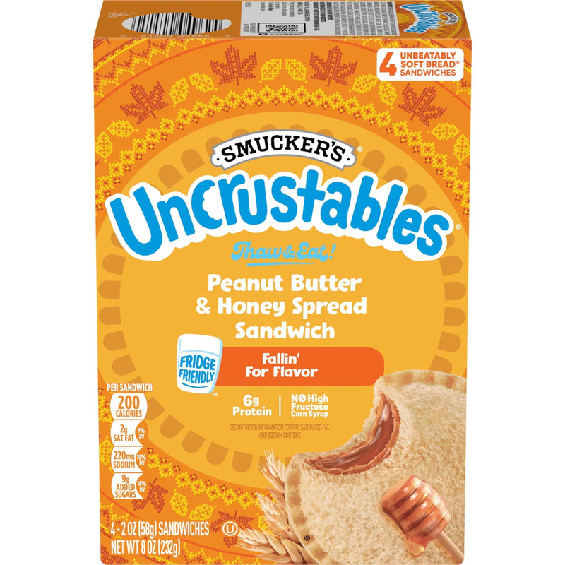 Smucker’s Uncrustables Peanut Butter & Honey Spread Sandwiches, 4 Count, 2 oz Each, Frozen — photo 4