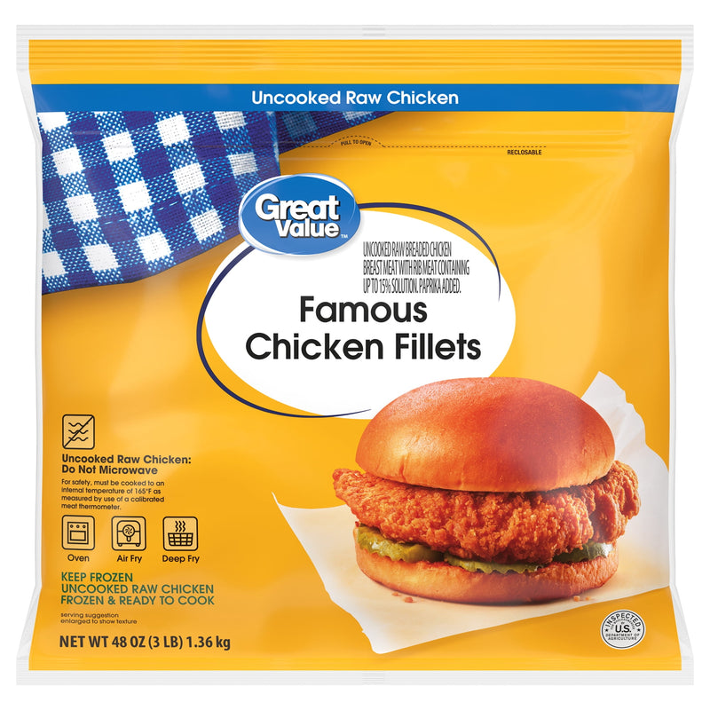 Great Value Famous Chicken Fillet, Ready to Cook Breaded Chicken Fillets, 18g Protein Per Serving, 3 lb (Frozen) — photo 4