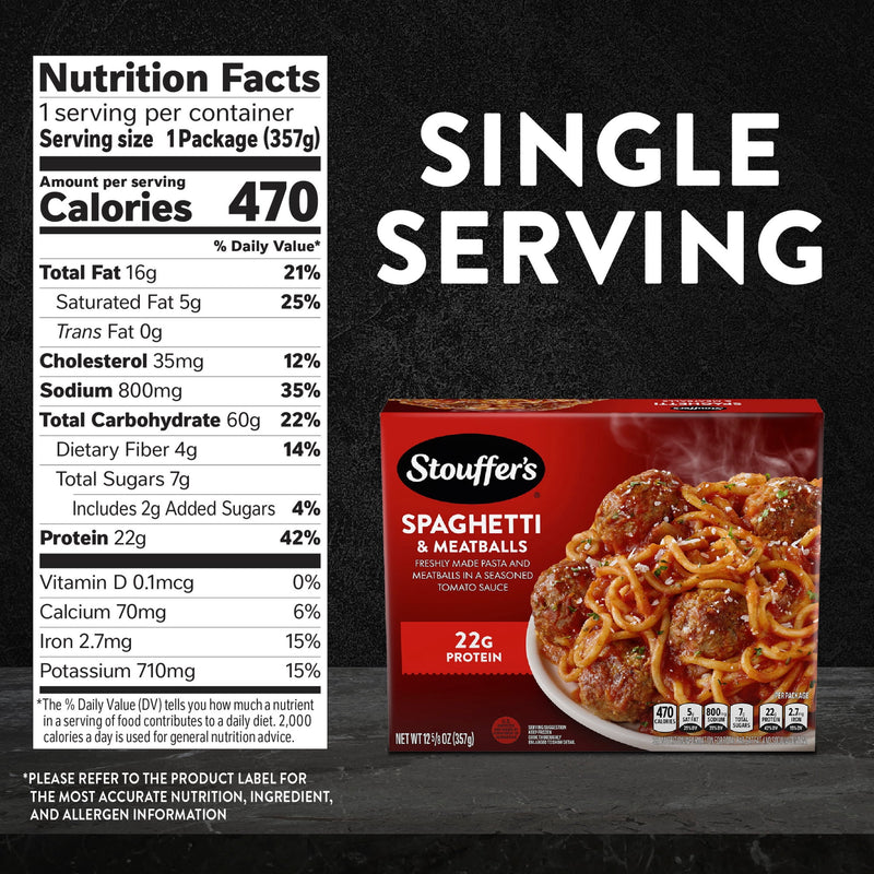 Stouffer's Spaghetti with Meatball, Single Serve, Frozen Entrees for One, Ready to Cook Easy Dinners, Protein Frozen Meals 12.625 oz — photo 4