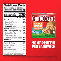 Hot Pockets Ranch Lovers Buffalo Style Chicken, Hidden Valley Ranch, Sandwich Snacks, 17 oz, 4 Pack (Frozen) — photo 4