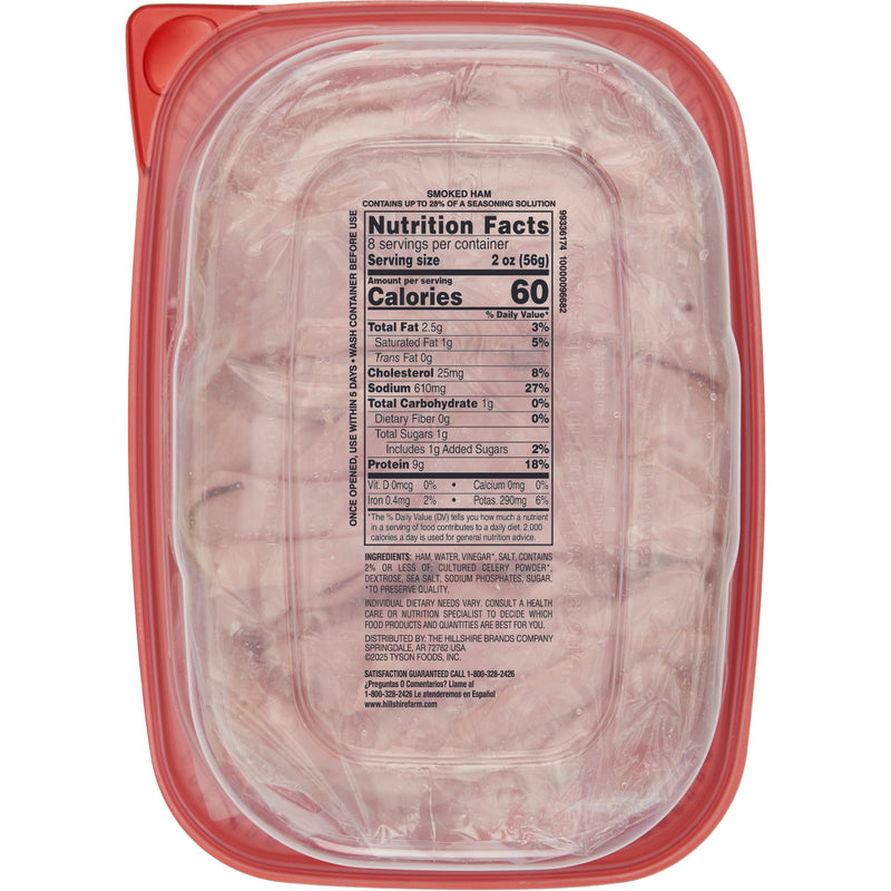 Hillshire Farm Ultra Thin Sliced Smoked Ham Lunchmeat, 16 oz Family Size Plastic Tub, Refrigerated — photo 4