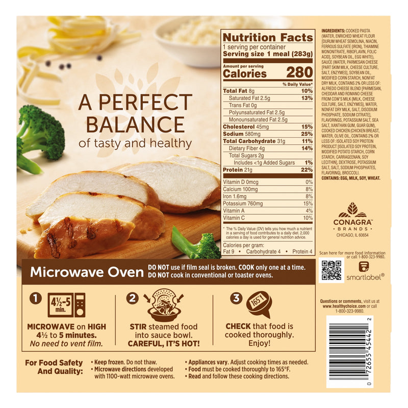 Healthy Choice Cafe Steamers Chicken Fettuccini Alfredo With Broccoli, High Protein Frozen Meal, 10 oz. Bowl — photo 4