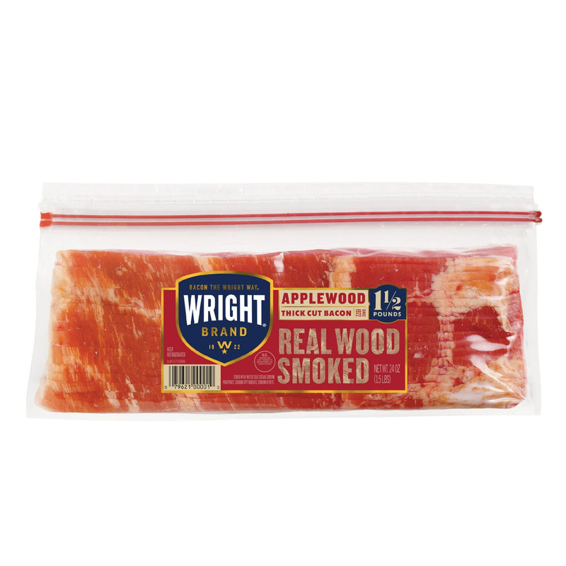 Wright Brand Applewood Real Wood Smoked Thick Cut Sliced Refrigerated Bacon, 24 oz — photo 4