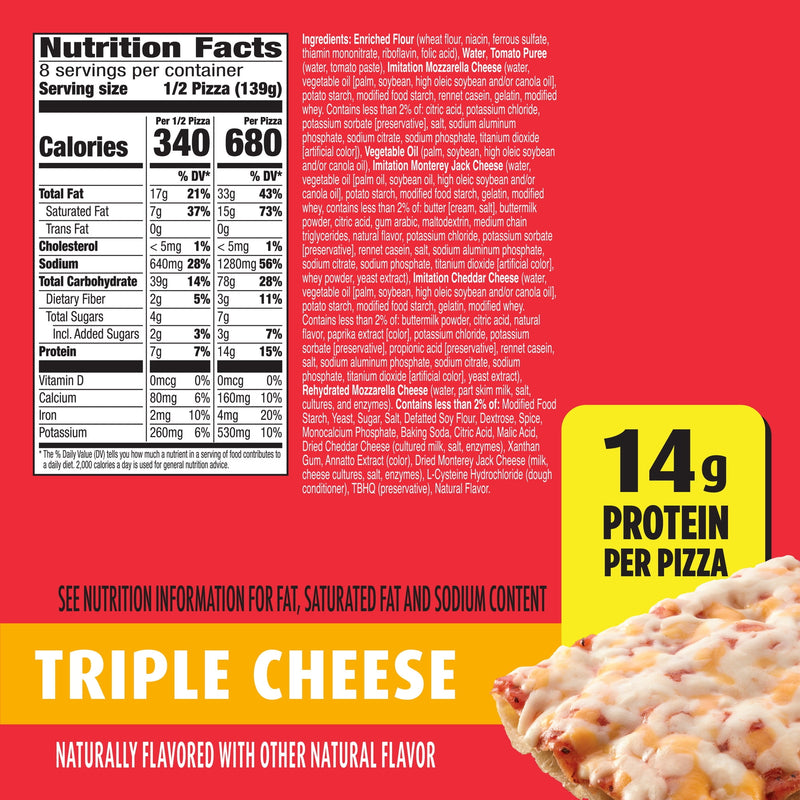 Totino's Party Pizza, Triple Cheese, Thin Crust, 14g Protein, 39.2 oz, 4 Count (Frozen) — photo 4
