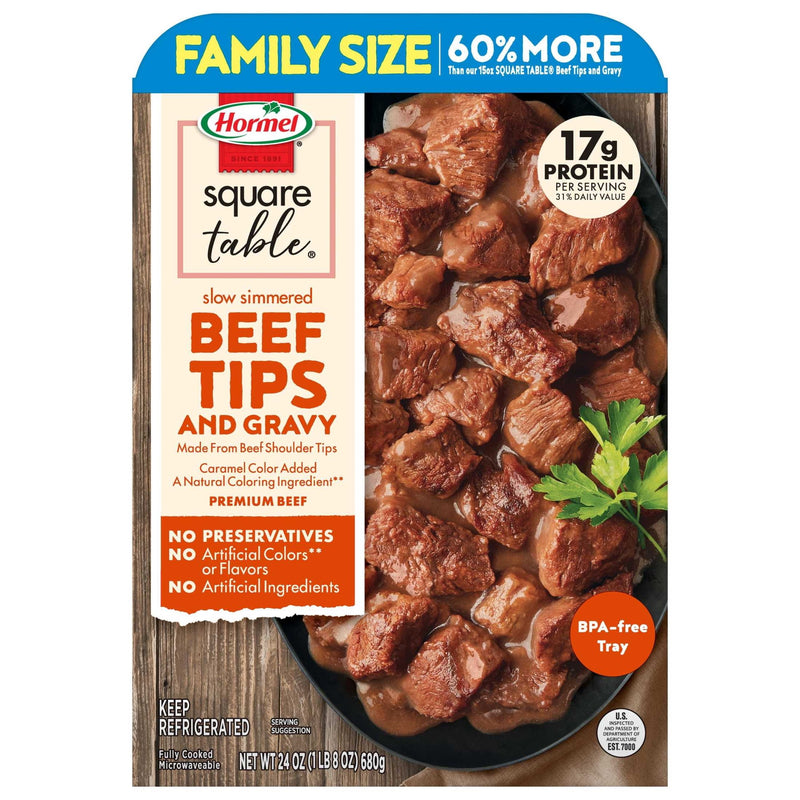 HORMEL SQUARE TABLE Beef Tips and Gravy Family Size Refrigerated Entree, 24 oz Plastic Tray — photo 4