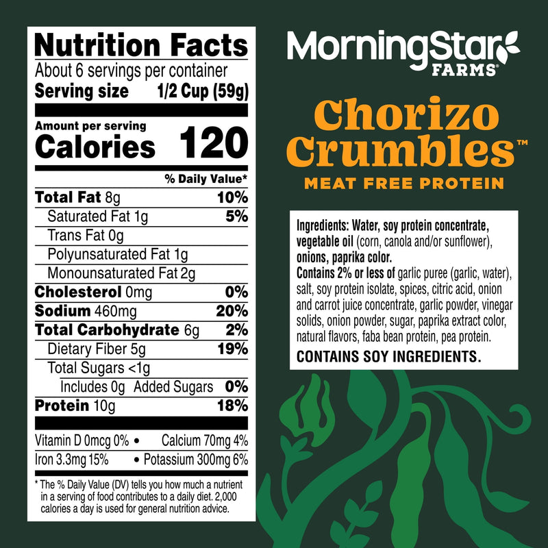 MorningStar Farms Meal Starters Savory Chorizo Vegan Crumbles, Meat Free Protein, 13.5 oz Bag — photo 4