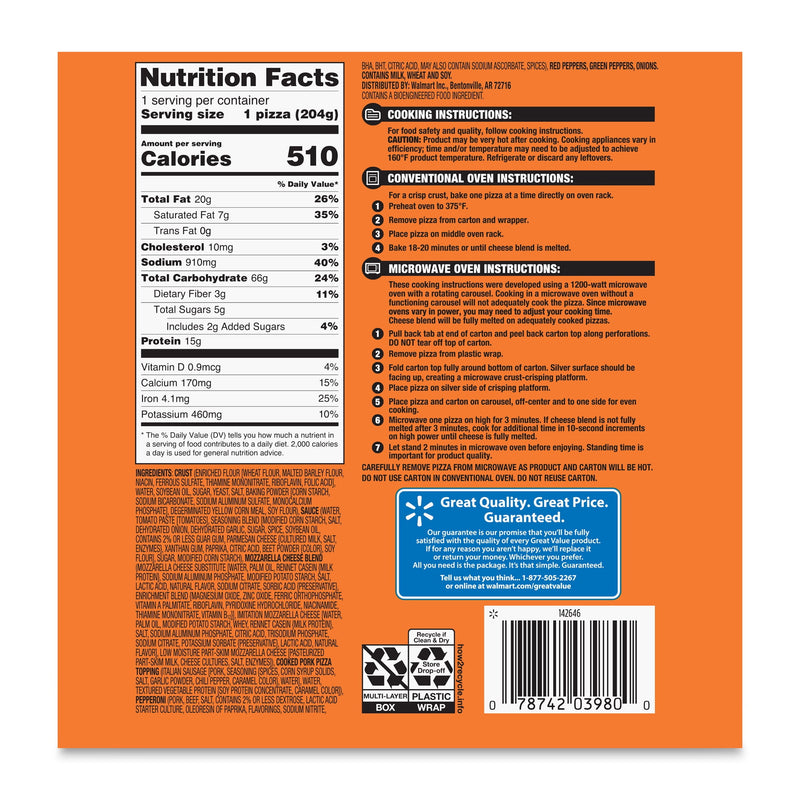 Great Value Microwavable Supreme Pizza, 7.2 oz (Frozen) — photo 5