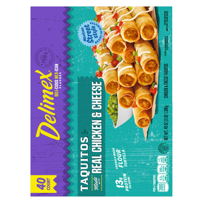 Delimex Chicken and Cheese Taquitos Frozen Snacks, for Easy Snacking and Convenient Meal Solutions, Flour Tortillas, 13g Protein per Serving, 48 oz (1.36kg) — photo 5