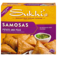Sukhi's Indian Potato & Pea Samosa Frozen Appetizer Vegetarian Snack 10oz — photo 2