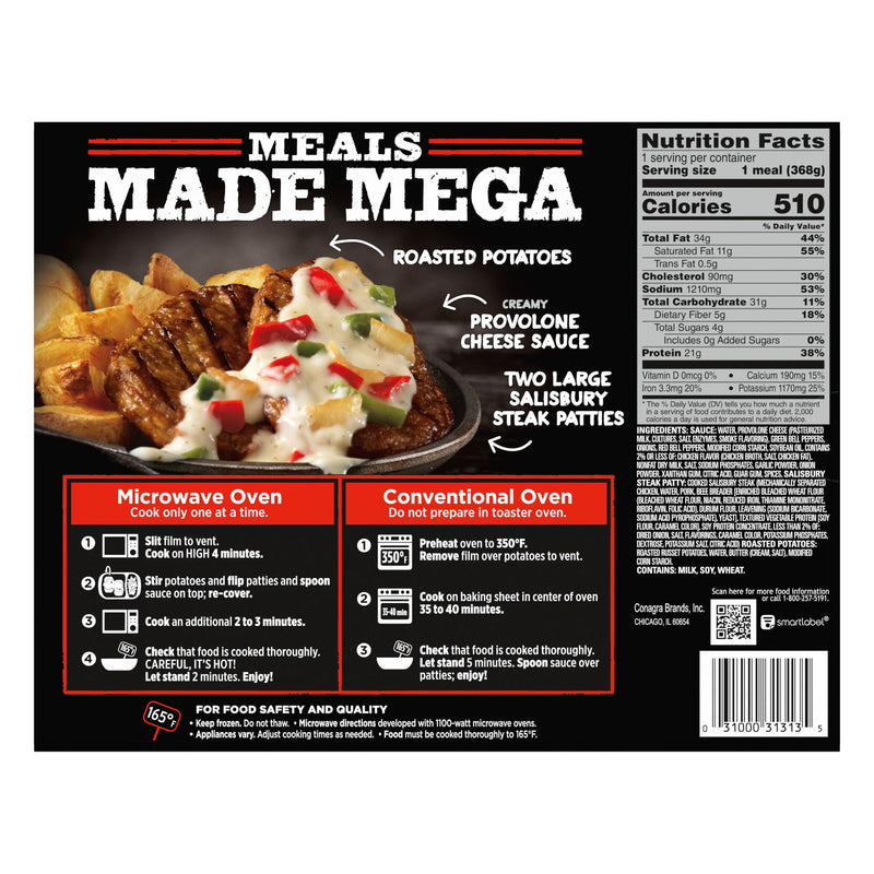 Banquet MEGA Meals Creamy Provolone Salisbury Steak, 21g Protein, Frozen Meal, 13 oz. — photo 6