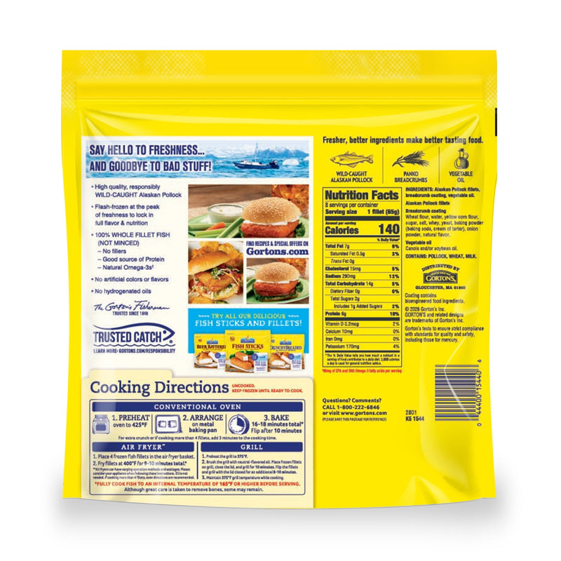 Gorton’s Panko Breaded Fish Sandwich Fillets, Wild Caught Alaskan Pollock, 8 Count — photo 6