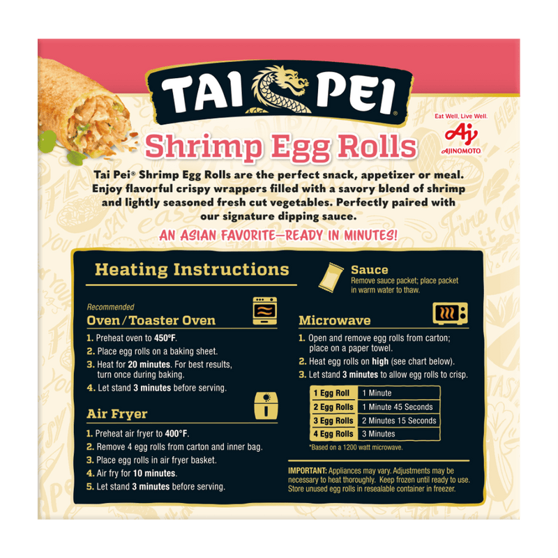 Tai Pei Shrimp Egg Rolls with Sauce, Frozen Asian Appetizers, 8 Ct, 22.5 oz — photo 6