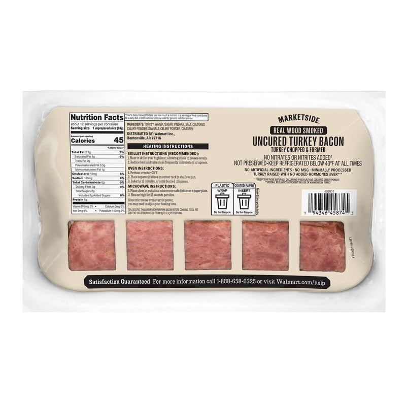 Marketside Real Wood Smoked Uncured Turkey Bacon, 10 oz, Fully Cooked, No MSG, Preservative-Free — photo 6