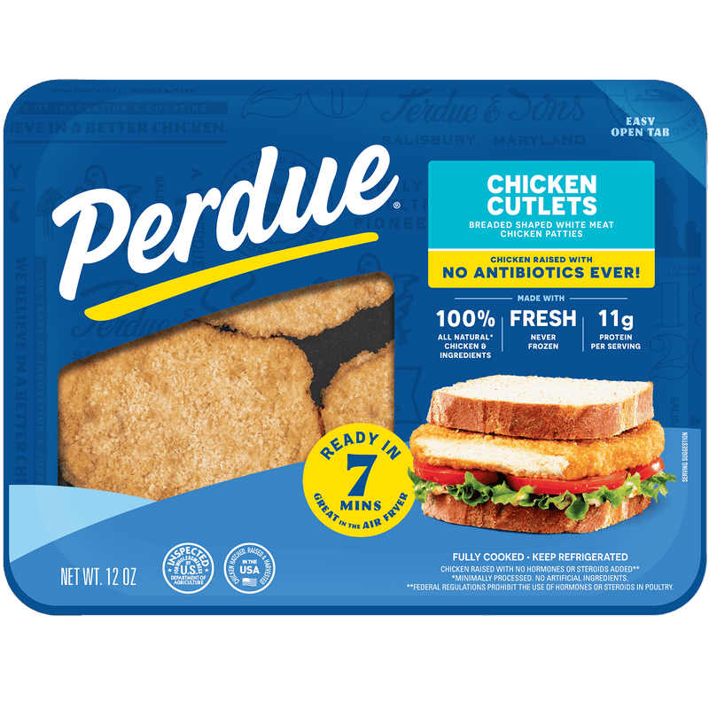 Perdue, No Antibiotics Ever, Refrigerated Breaded Chicken Breast Cutlet Patties, 12 oz. Tray — photo 6
