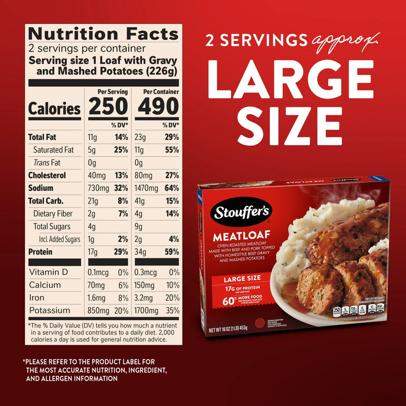 Stouffer’s Meatloaf, Large Size, Meatloaf Frozen Dinner, Easy Meals, Frozen Meals — photo 6