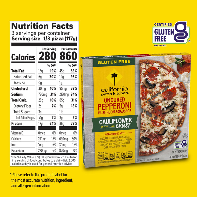 California Pizza Kitchen Cauliflower Crust Uncured Pepperoni Mushroom and Sausage, 12.4 oz — photo 6