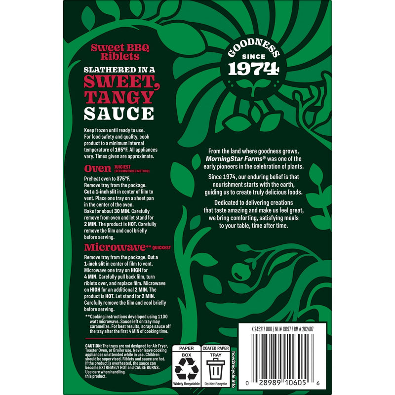 MorningStar Farms Sweet BBQ Plant Based Sauced Riblets, Vegan Meat, 10 oz, 2 Count Box — photo 6