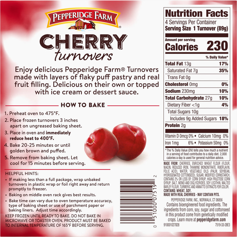 Pepperidge Farm Cherry Turnovers Pastries, 4-Count 12.5 oz. Box — photo 7