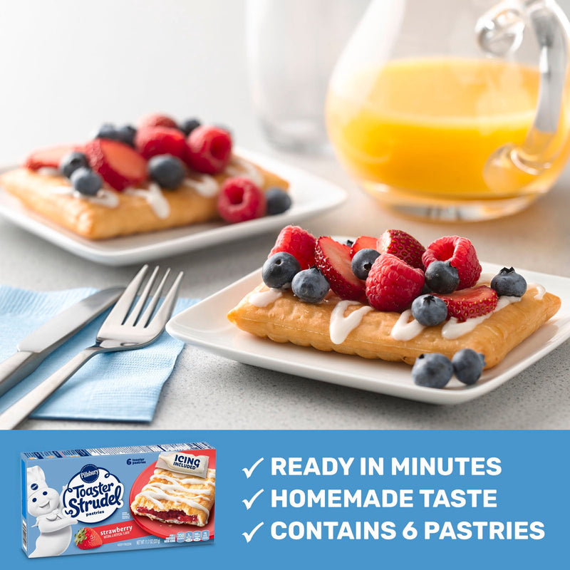 Pillsbury Frozen Toaster Strudel Pastries, Strawberry, 6 Ct, 11.7 oz — photo 6