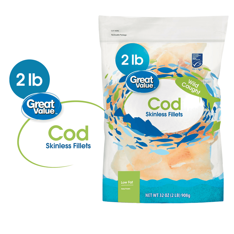 Great Value Wild Caught Skinless Cod Fillets, 2 lb, Bag (Frozen Fish) — photo 6