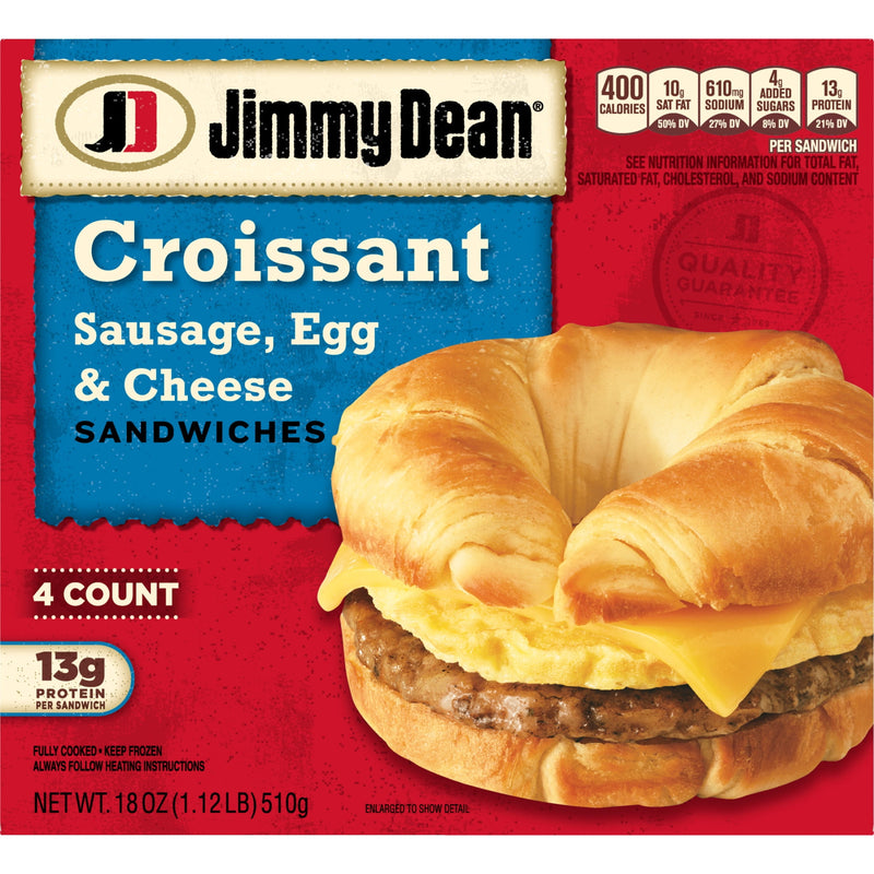 Jimmy Dean Frozen Breakfast Sandwiches, Egg & Cheese Croissant, 18 oz, 4 Count — photo 2