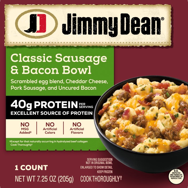 Jimmy Dean Frozen Protein Breakfast Bowl, Classic Sausage, Bacon, Cheese & Scrambled Egg, 7.25 oz — photo 2