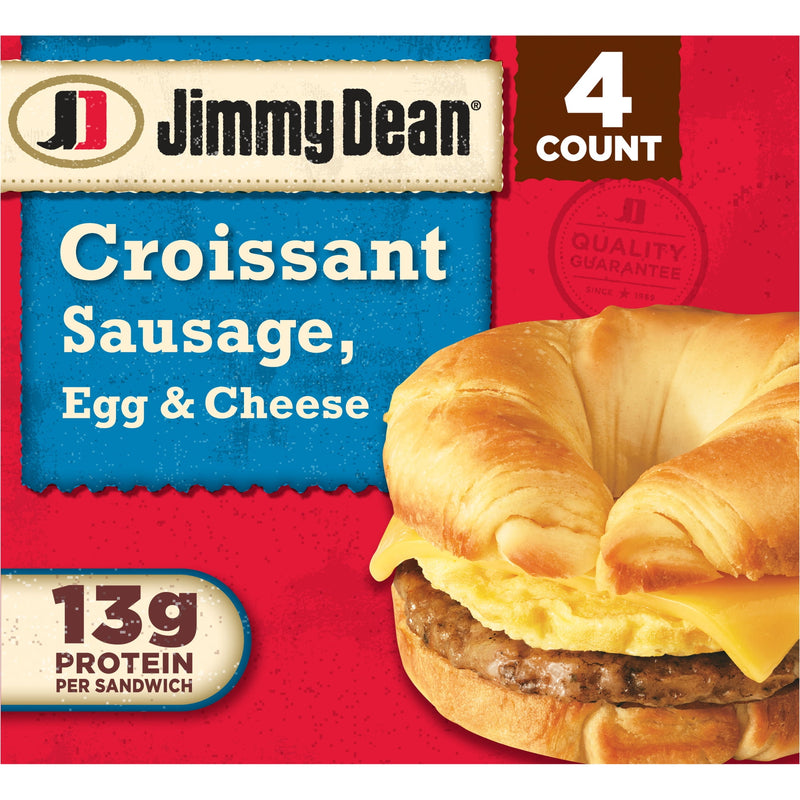 Jimmy Dean Frozen Breakfast Sandwiches, Egg & Cheese Croissant, 18 oz, 4 Count — package