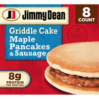 Jimmy Dean Frozen Breakfast Sandwiches, Maple Pancakes & Sausage Griddle Cake, 32 oz, 8 Count — package