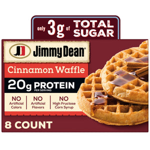 Jimmy Dean Frozen Protein Waffles Cinnamon, 11.28 oz, 8 ct