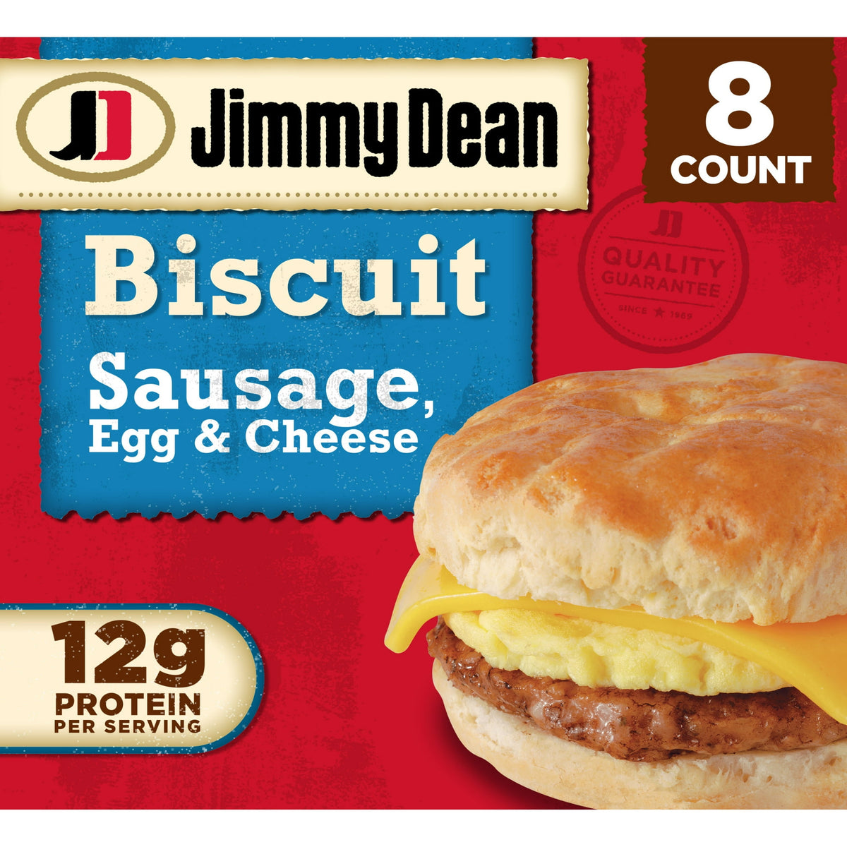 Jimmy Dean Frozen Breakfast Sandwiches Sausage Egg & Cheese Biscuit, 36 oz, 8 ct
