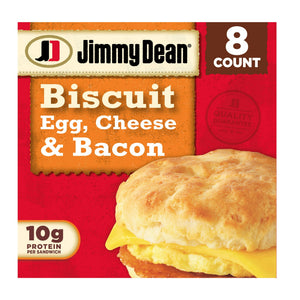 Jimmy Dean Frozen Breakfast Sandwiches Bacon Egg & Cheese Biscuit, 28.8 oz, 8 ct