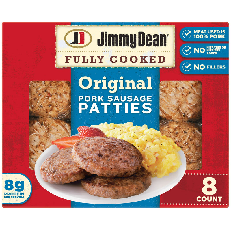 Jimmy Dean Fully Cooked Original Pork Sausage Patties, 9.6 oz, 8 Count — package
