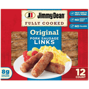Jimmy Dean Refrigerated Fully Cooked Pork Breakfast Sausage Links Original, 9.6 oz, 12 ct