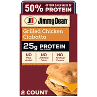 Jimmy Dean Frozen Protein Breakfast Sandwiches, Chicken, Egg, Cheese Ciabatta, 11.7 oz, 2 Count — package